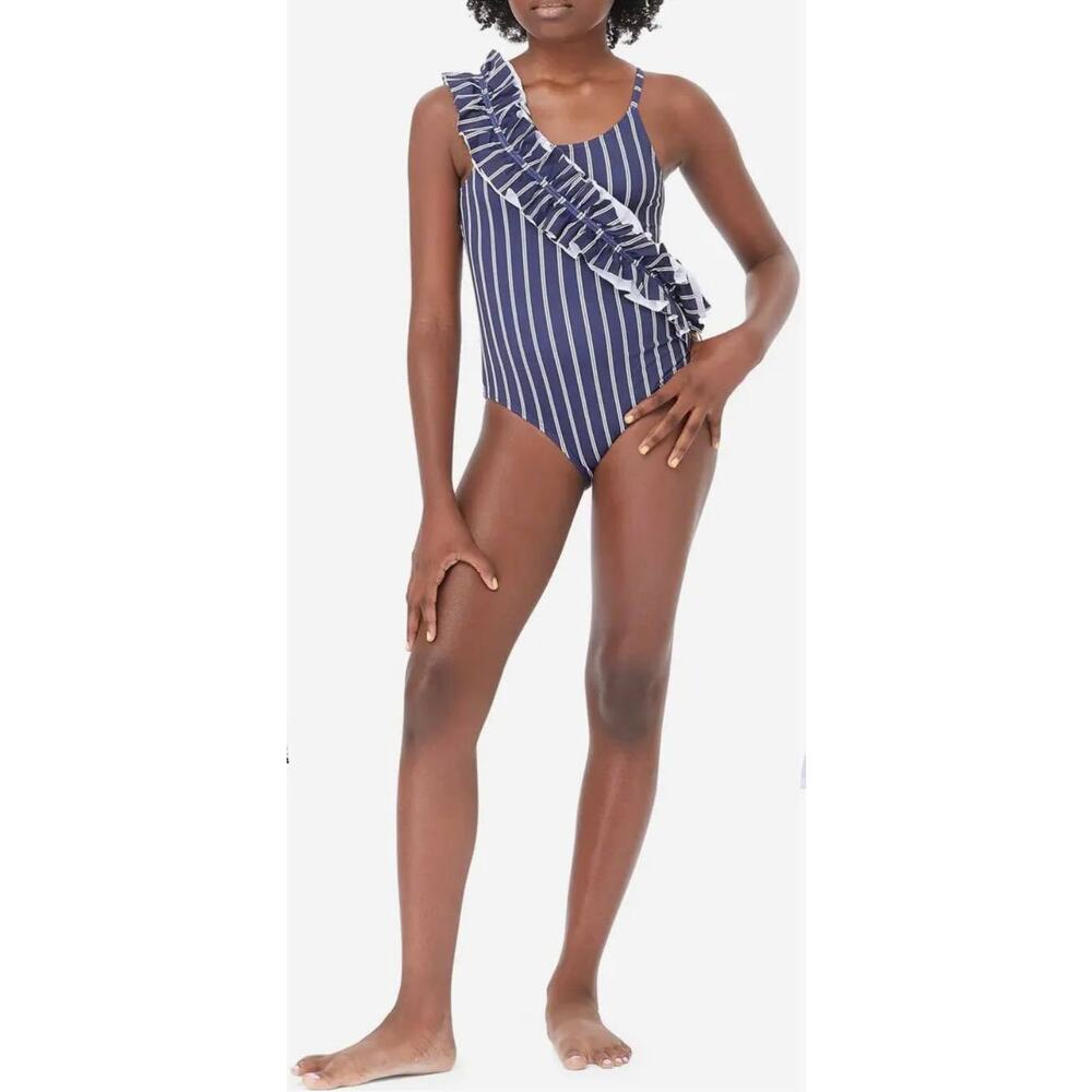 NWT Habitual Girls' Kids' Ruffle One-Piece Swimsuit Youth Size 14 Navy Blue